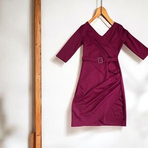 Elegant Women's Wrap Dress in Deep Plum
